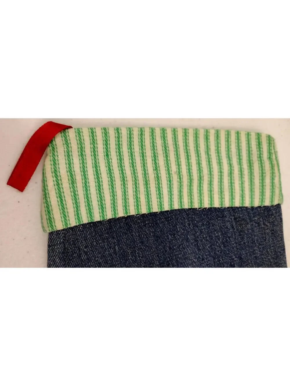 70s Christmas Denim Stocking LARGE SIZE Hippie Holiday RECYCLED JEANS